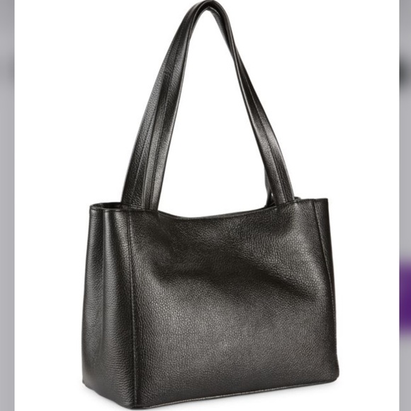 Valentino Estelle Rock Studded Pebbled Leather Black Tote Shoulder Bag - Picture 4 of 14